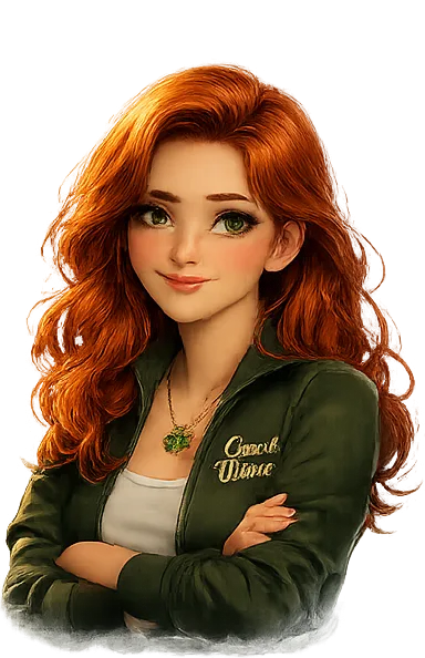 Coach Winnie — a friendly red-haired coach in a green 'Coach Winnie' jacket, arms crossed